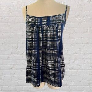 New York & Company Blue Checkered Camisole
